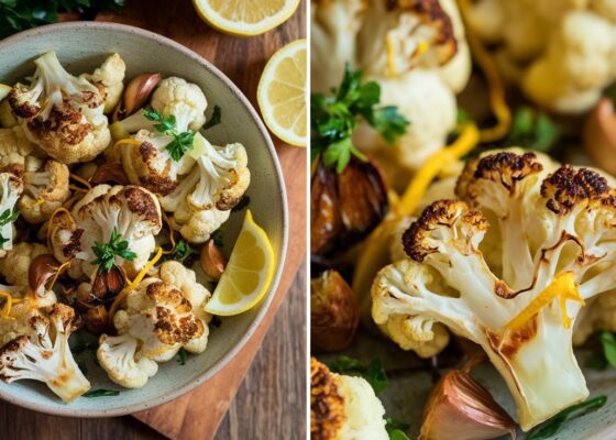 Roasted Cauliflower with Lemon & Garlic