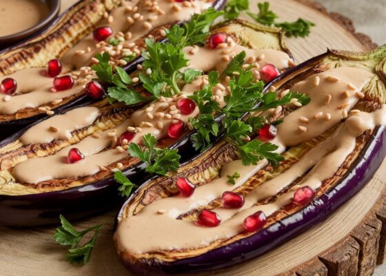 Roasted Eggplant with Tahini Dressing