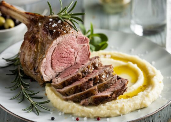 Roasted Lamb Leg with Cauliflower Mash