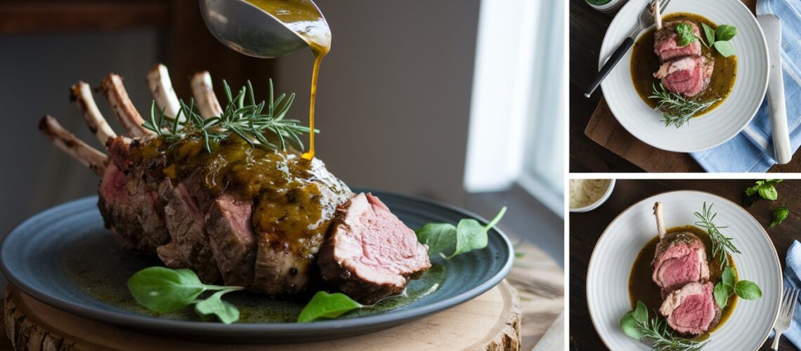 Roasted Lamb Rack with Herb Sauce