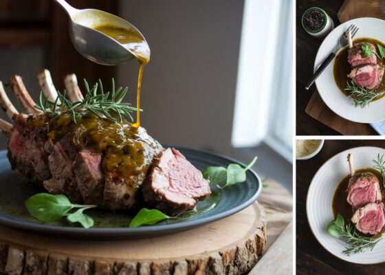 Roasted Lamb Rack with Herb Sauce