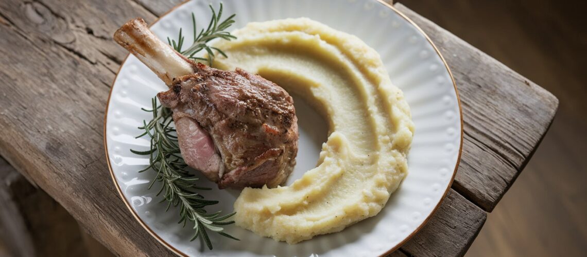 Roasted Lamb Shanks with Cauliflower Mash