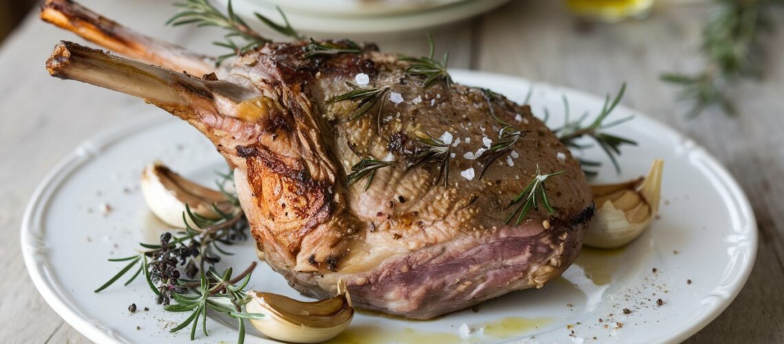 Roasted Lamb with Garlic and Herbs