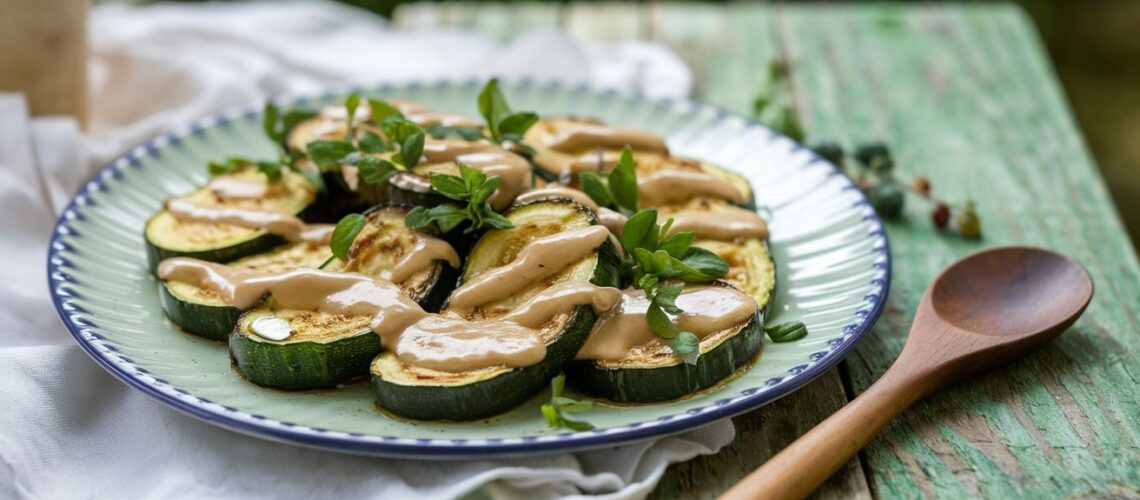 Roasted Zucchini with Tahini Sauce