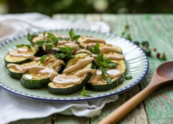 Roasted Zucchini with Tahini Sauce