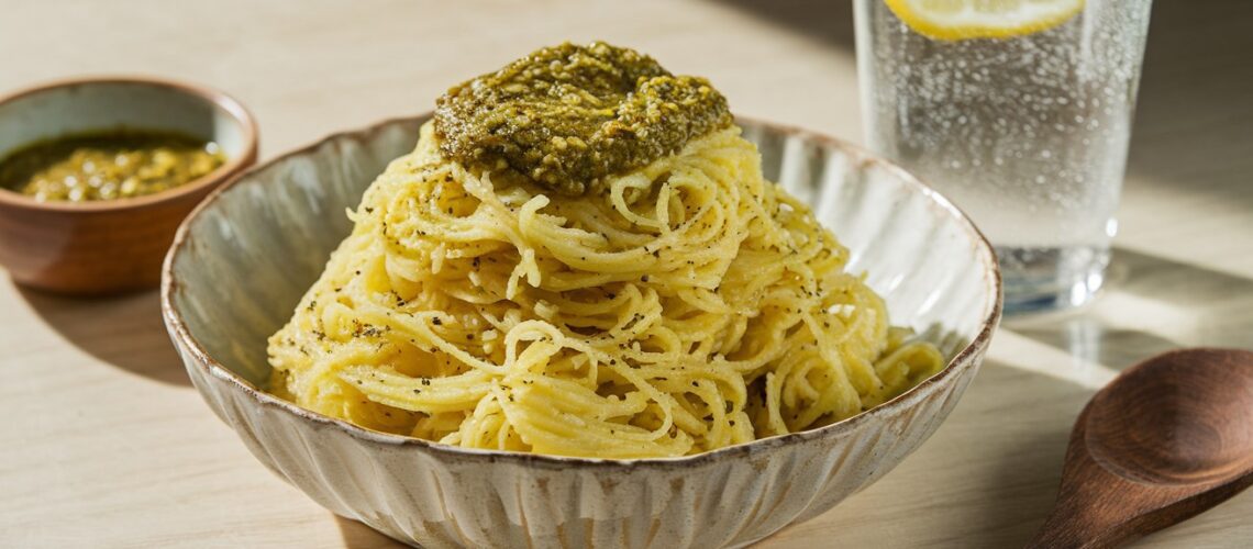 Spaghetti Squash with Pesto Sauce