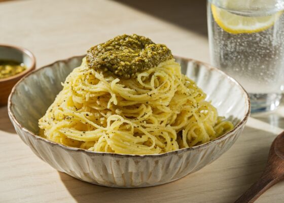 Spaghetti Squash with Pesto Sauce