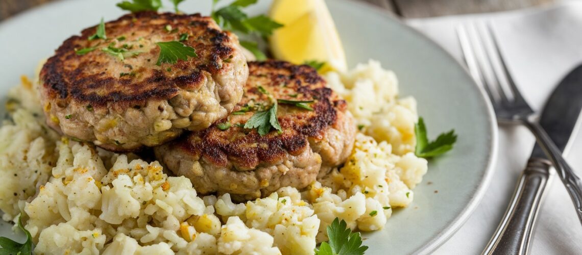 Spiced Lamb Patties with Cauliflower Rice