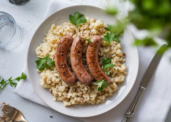 Spiced Lamb Sausage with Cauliflower Rice