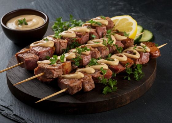 Spiced Lamb Skewers with Tahini Sauce