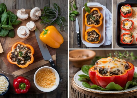 Spinach & Mushroom Keto Stuffed Peppers