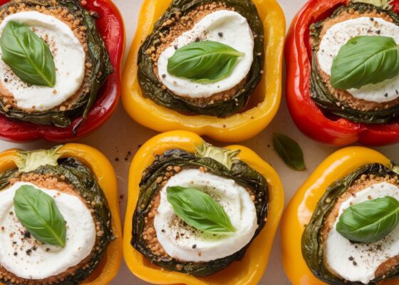 Spinach & Ricotta Stuffed Bell Peppers