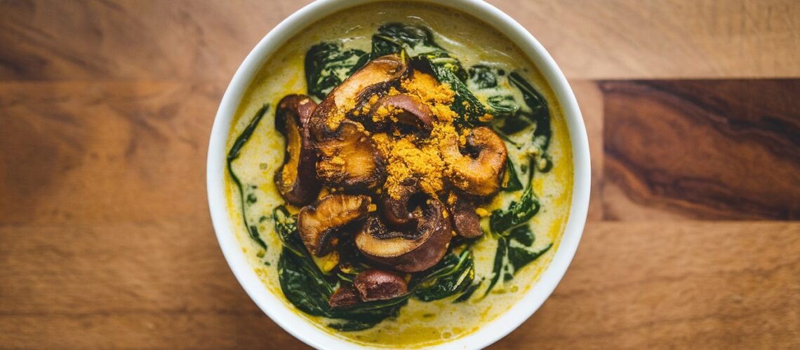 Spinach and Mushroom Coconut Curry