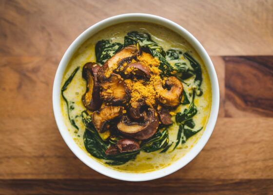 Spinach and Mushroom Coconut Curry