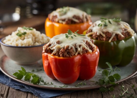 Stuffed Bell Peppers with Cauliflower Rice