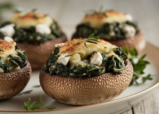 Stuffed Mushrooms with Spinach & Feta