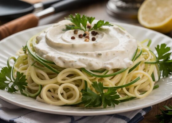 Zoodles with Vegan Alfredo Sauce