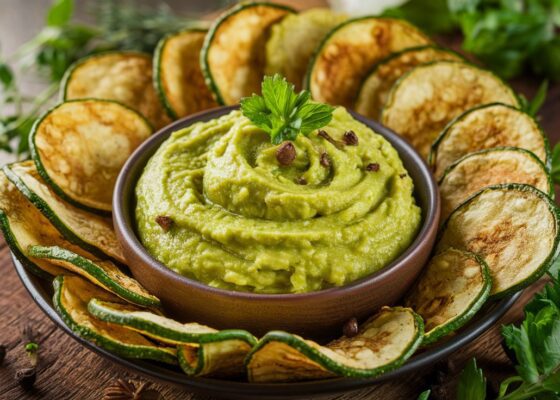 Zucchini Chips with Guacamole