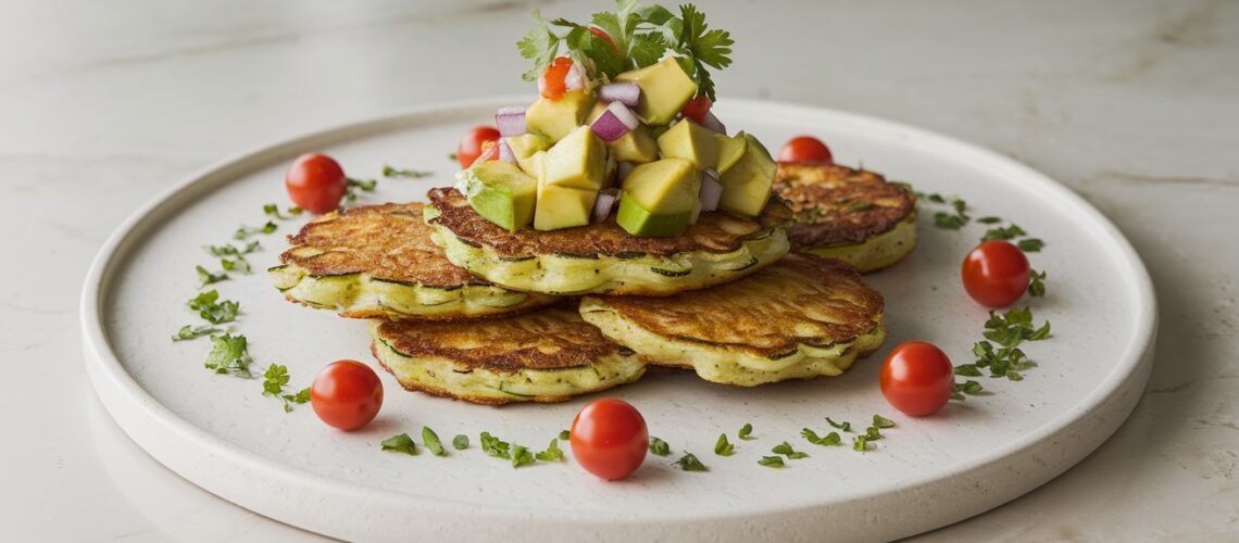 Zucchini Fritters with Avocado Salsa