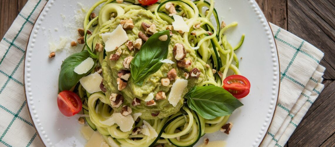 Zucchini Noodles with Avocado Pesto