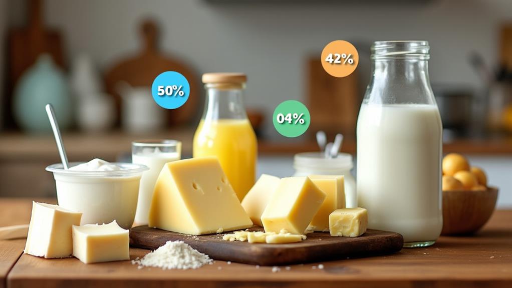 dairy products carbohydrate content