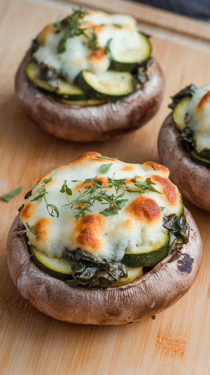 Stuffed portobello mushrooms with zucchini and cheese