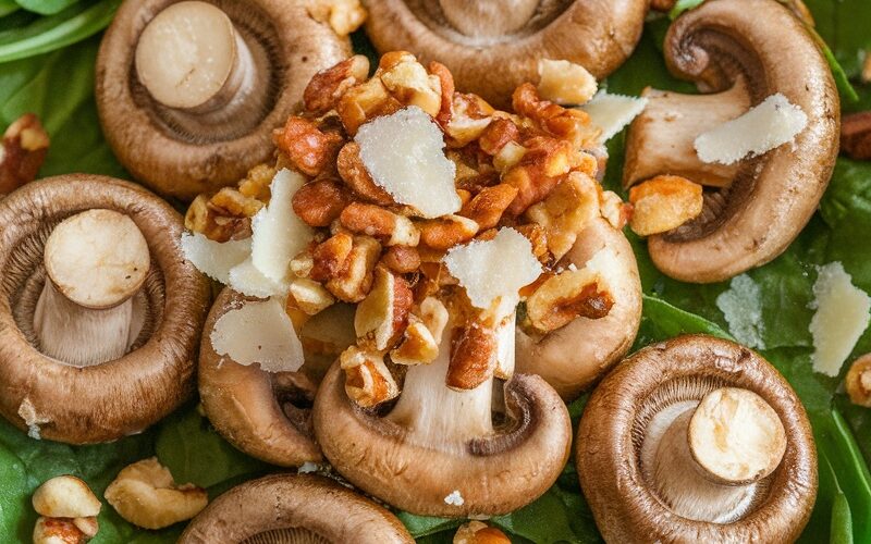 Keto Roasted Mushroom & Spinach Salad