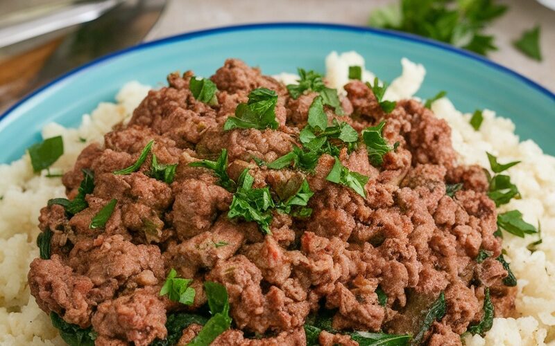 Keto Beef and Cauliflower Rice with Spinach Recipe