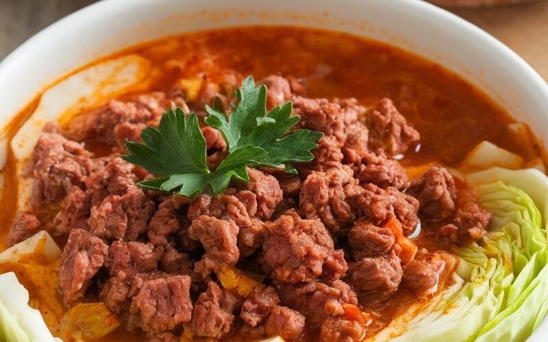 Keto Spicy Beef and Cabbage Soup Recipe