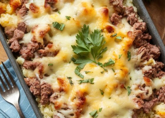 Keto Beef and Cauliflower Rice Casserole Recipe