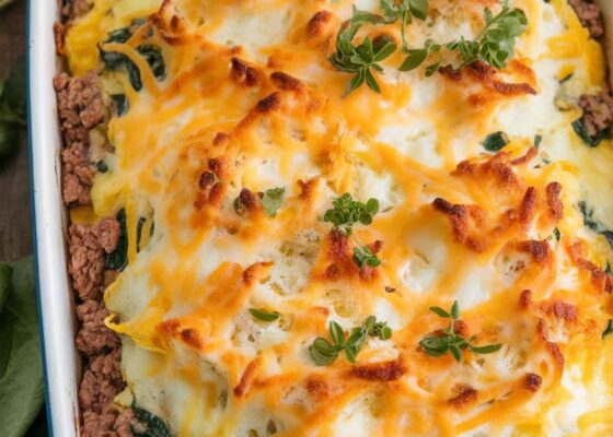 Keto-Friendly Beef and Spinach Egg Casserole