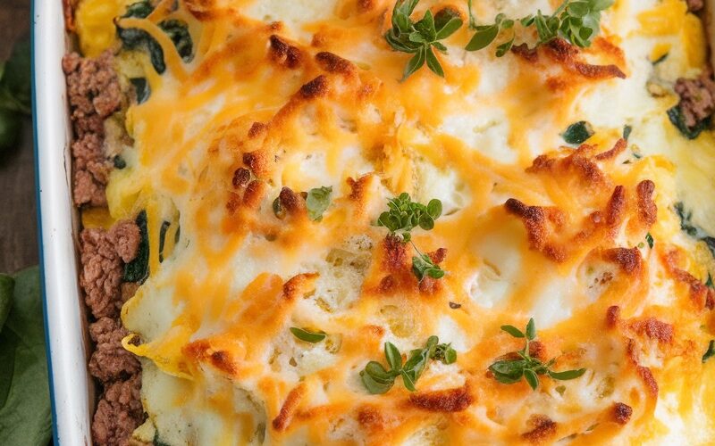 Keto-Friendly Beef and Spinach Egg Casserole