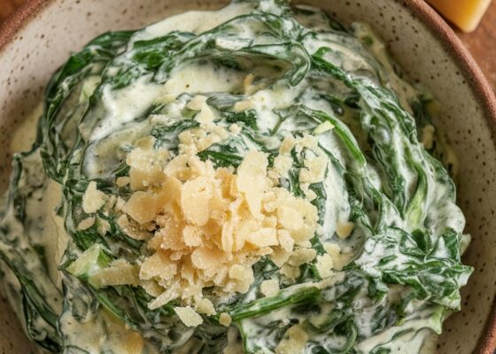 Keto Creamed Spinach with Parmesan & Garlic