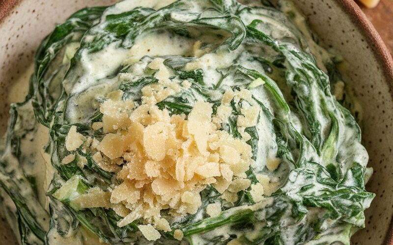 Keto Creamed Spinach with Parmesan & Garlic