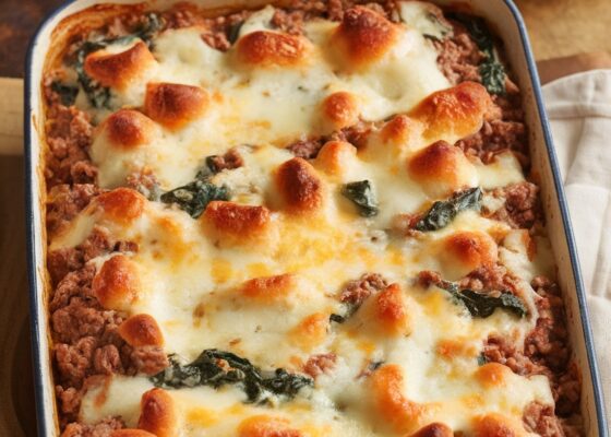 Keto Creamy Beef and Spinach Bake