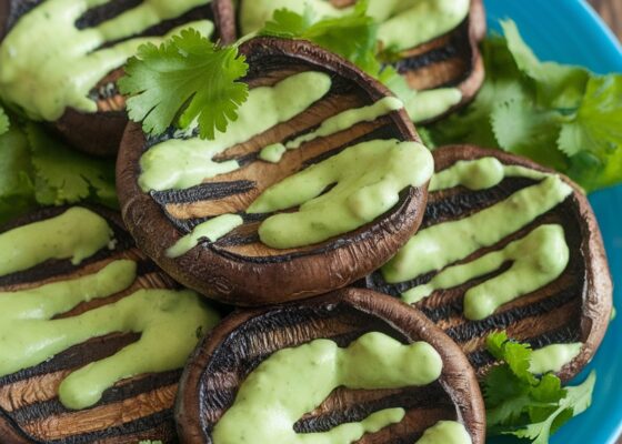 Keto Grilled Mushrooms with Avocado Dressing Recipe