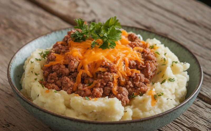 Keto Ground Beef and Creamy Cauliflower Mash