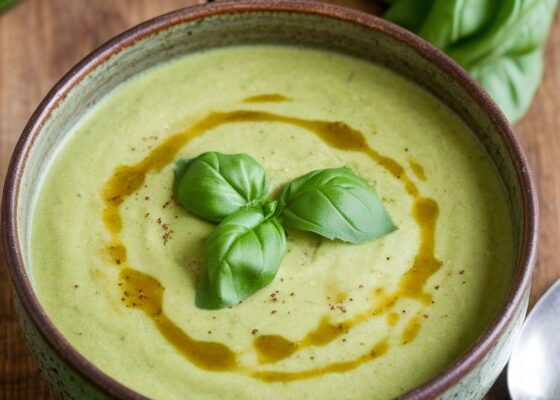 Keto Creamy Zucchini & Basil Soup