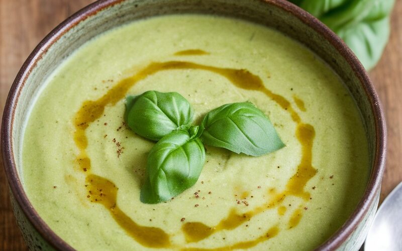 Keto Creamy Zucchini & Basil Soup