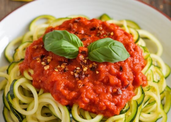 Keto Zucchini Noodles with Spicy Marinara