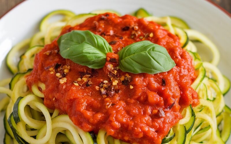 Keto Zucchini Noodles with Spicy Marinara