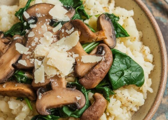 Keto Spinach and Mushroom Cauliflower Rice