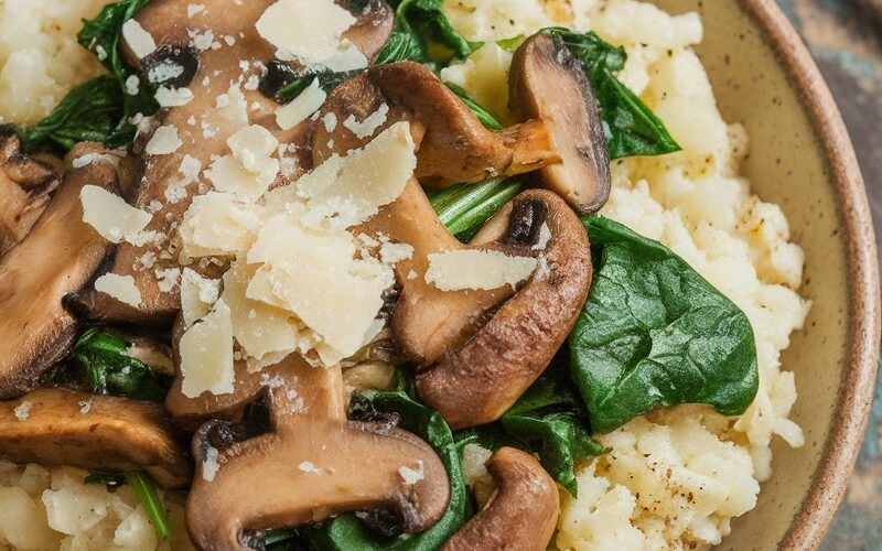 Keto Spinach and Mushroom Cauliflower Rice