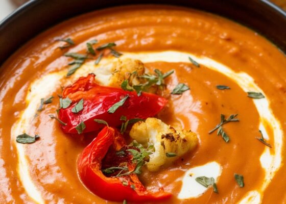 Keto Roasted Red Pepper & Cauliflower Soup