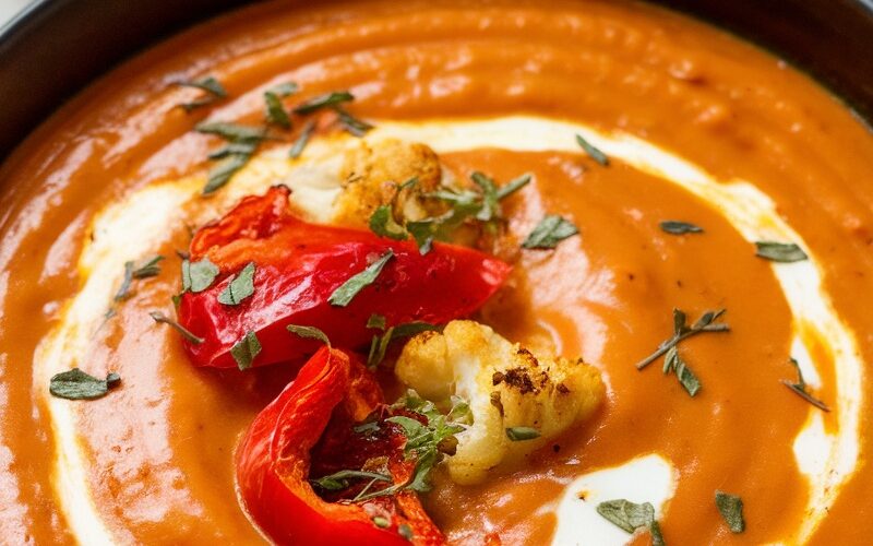 Keto Roasted Red Pepper & Cauliflower Soup