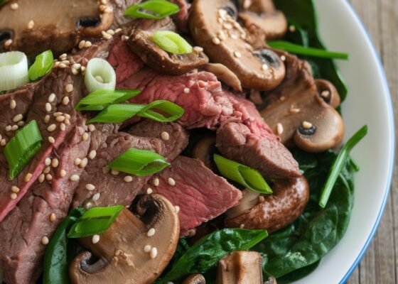 Keto Beef and Mushroom Stir-Fry with Spinach