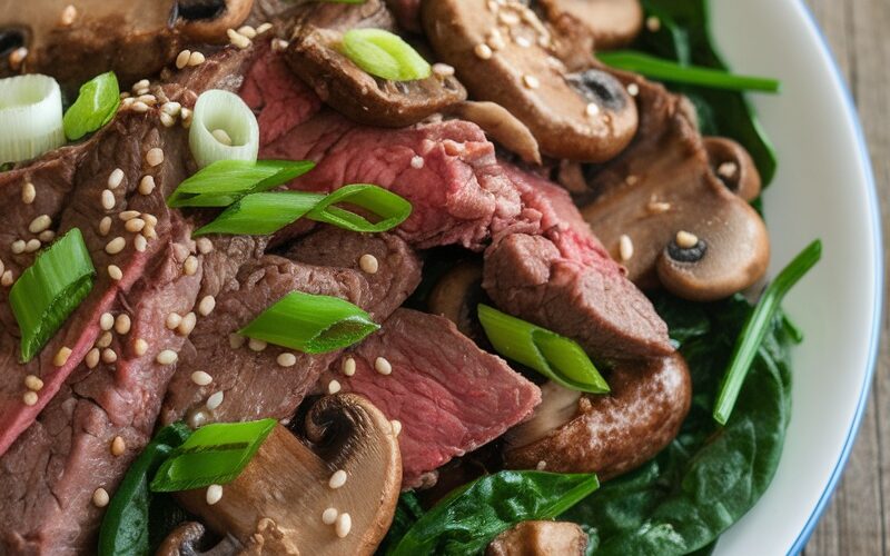 Keto Beef and Mushroom Stir-Fry with Spinach