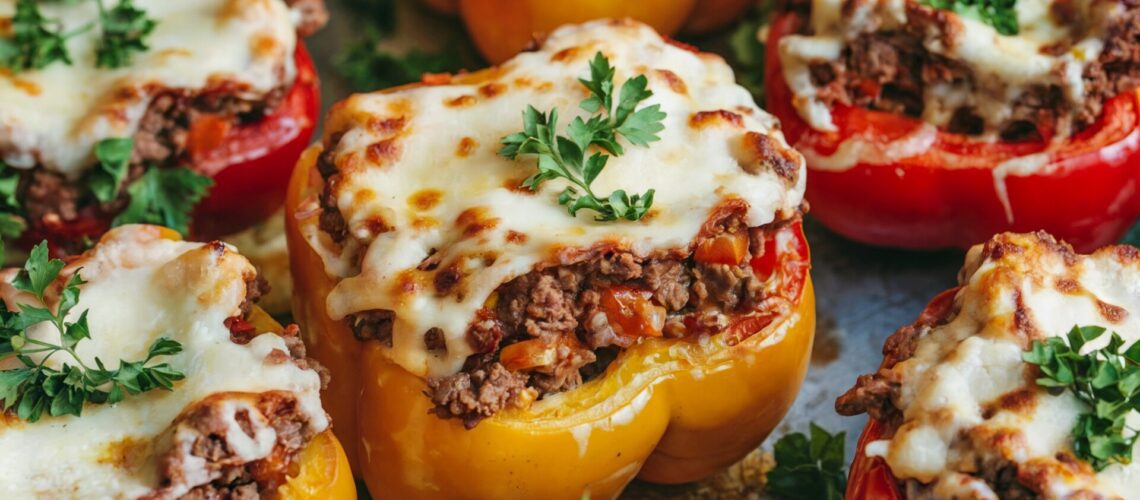 Keto Beef-Stuffed Bell Peppers with Cheese