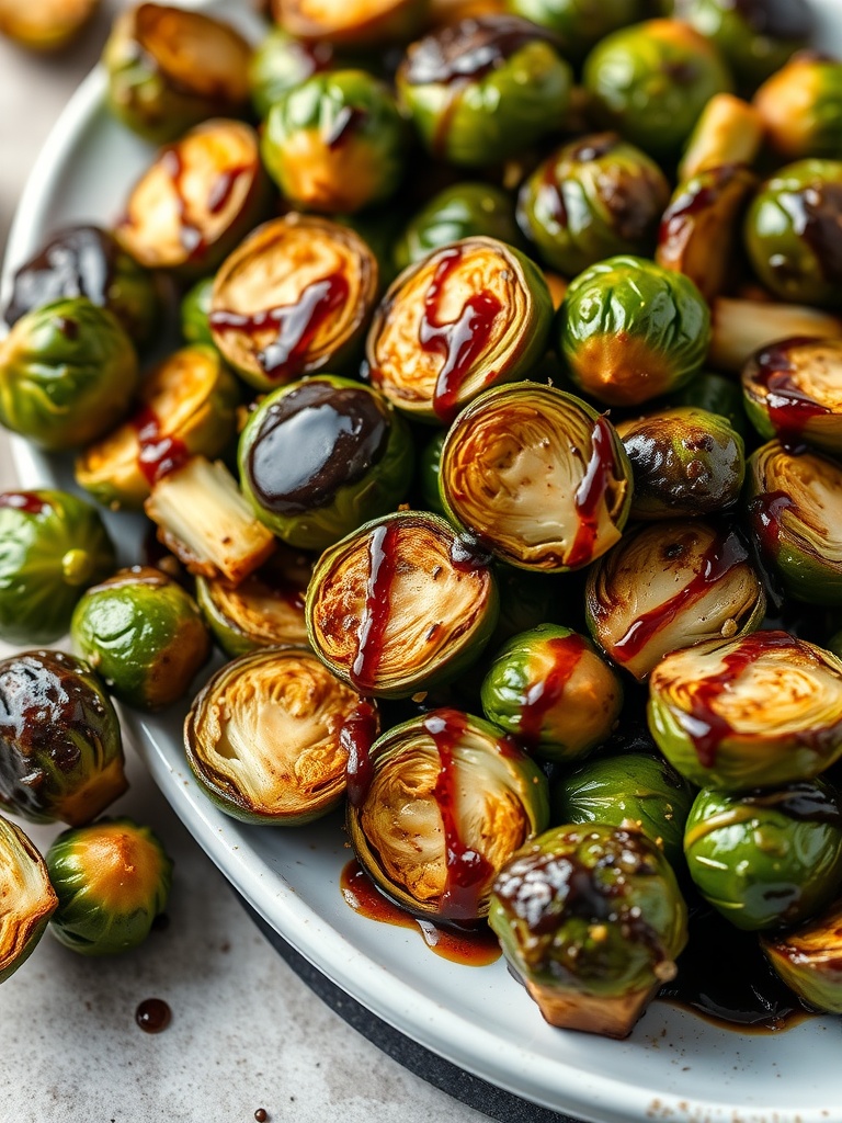 Balsamic Glazed Brussels Sprouts served on a plate.