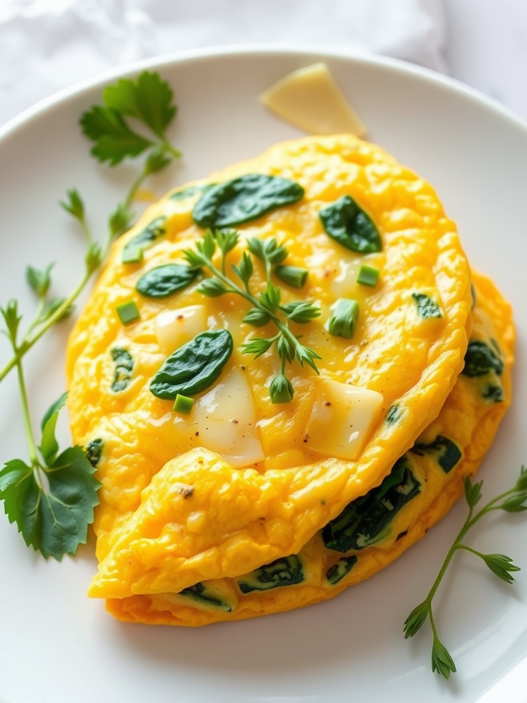 Cheddar and Spinach Omelet on a plate